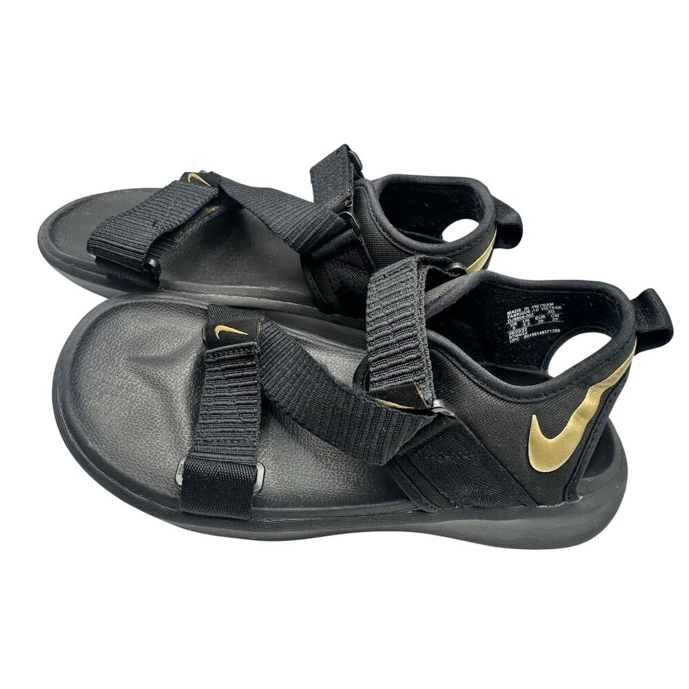 Nike Black and Gold Adjustable Webbing Sandals